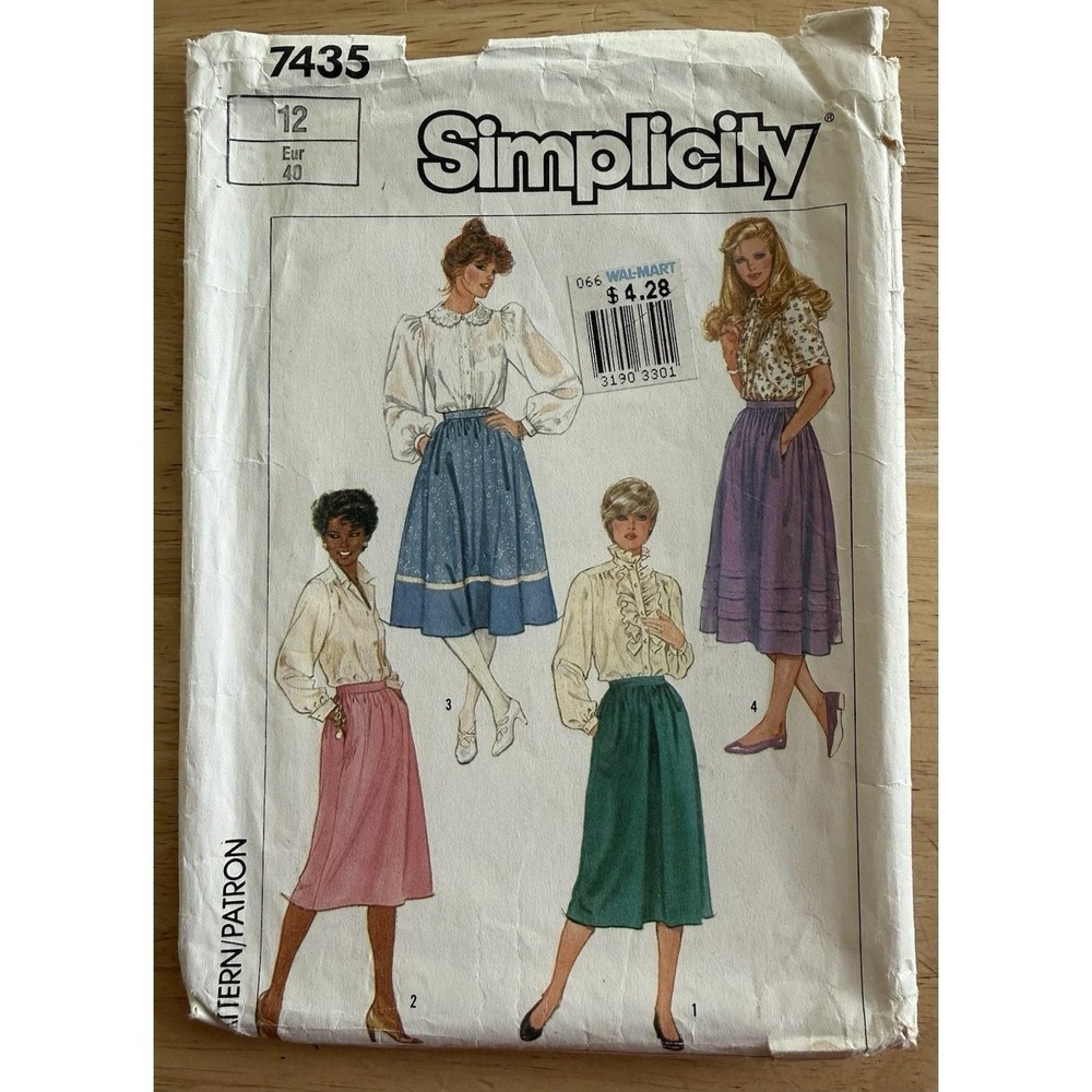 Simplicity Fuss Free Pattern 7435 Misses' Skirts In 2-Lengths, 4 Versions Sz‎ 12